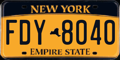 NY license plate FDY8040