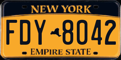 NY license plate FDY8042