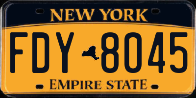 NY license plate FDY8045