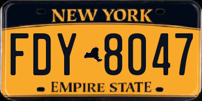 NY license plate FDY8047