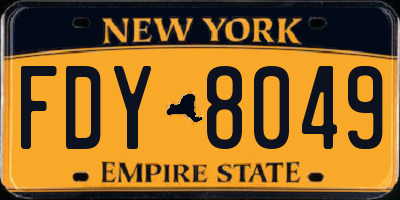 NY license plate FDY8049
