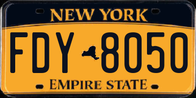 NY license plate FDY8050