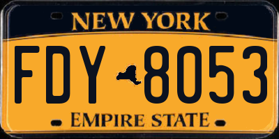NY license plate FDY8053