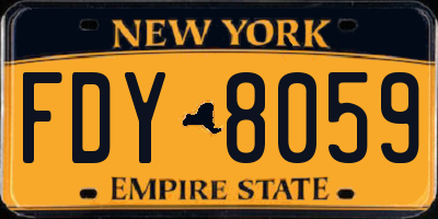 NY license plate FDY8059