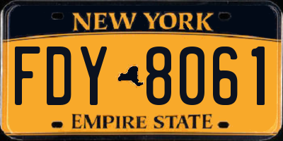 NY license plate FDY8061