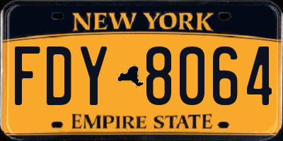 NY license plate FDY8064