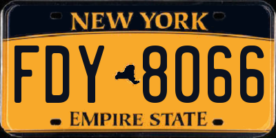NY license plate FDY8066