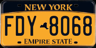NY license plate FDY8068