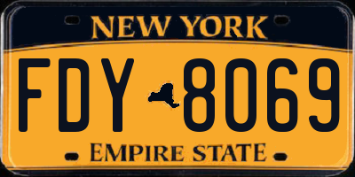 NY license plate FDY8069
