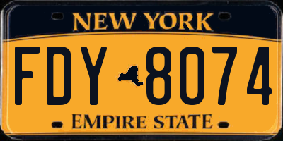 NY license plate FDY8074