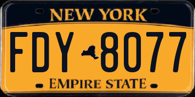 NY license plate FDY8077