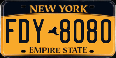 NY license plate FDY8080