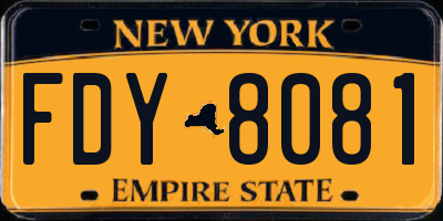 NY license plate FDY8081