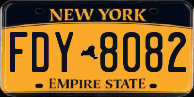 NY license plate FDY8082