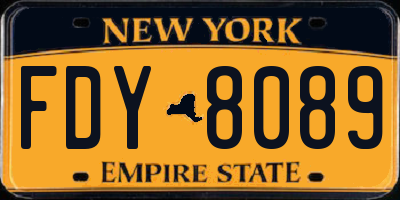 NY license plate FDY8089