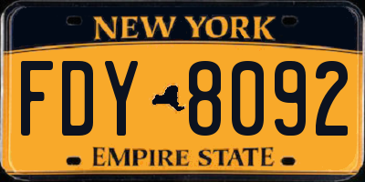 NY license plate FDY8092