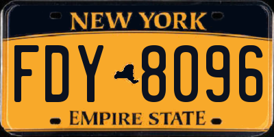 NY license plate FDY8096