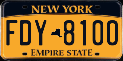 NY license plate FDY8100