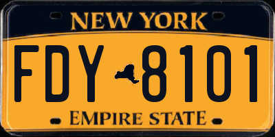 NY license plate FDY8101