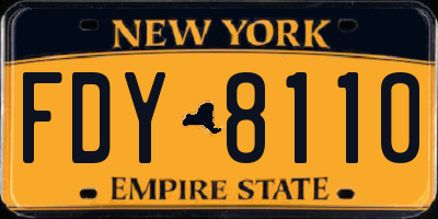NY license plate FDY8110