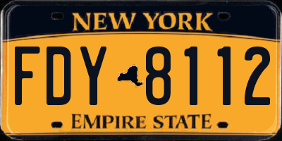 NY license plate FDY8112