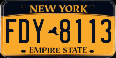 NY license plate FDY8113
