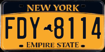 NY license plate FDY8114