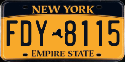 NY license plate FDY8115
