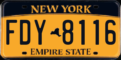 NY license plate FDY8116