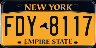 NY license plate FDY8117
