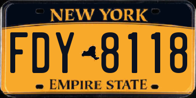 NY license plate FDY8118