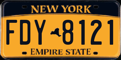 NY license plate FDY8121