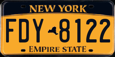 NY license plate FDY8122