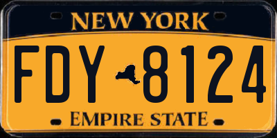 NY license plate FDY8124