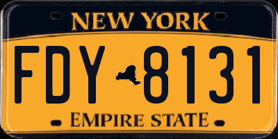 NY license plate FDY8131