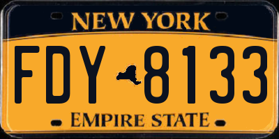 NY license plate FDY8133