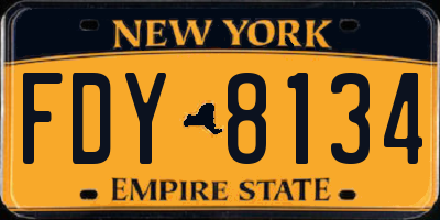 NY license plate FDY8134
