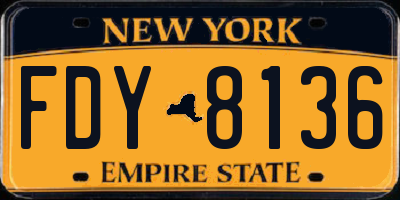 NY license plate FDY8136