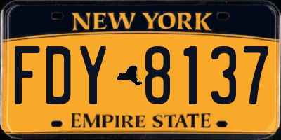 NY license plate FDY8137