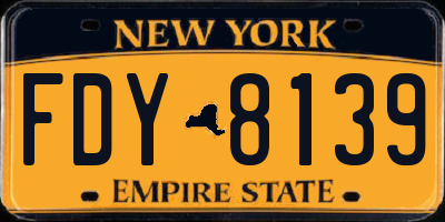 NY license plate FDY8139