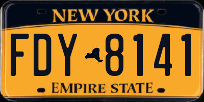 NY license plate FDY8141