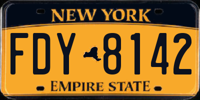 NY license plate FDY8142