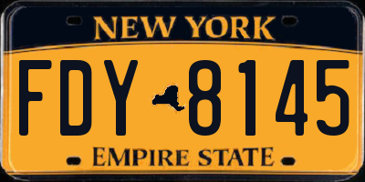 NY license plate FDY8145