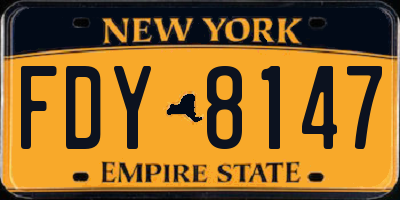 NY license plate FDY8147