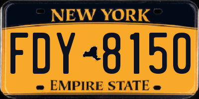NY license plate FDY8150