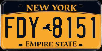 NY license plate FDY8151
