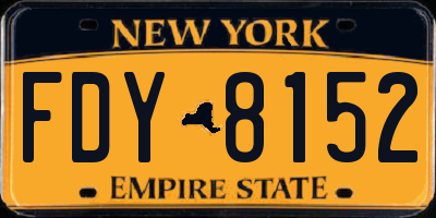 NY license plate FDY8152