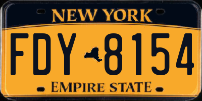NY license plate FDY8154