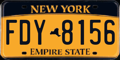 NY license plate FDY8156