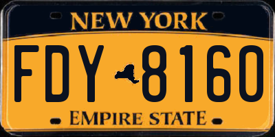 NY license plate FDY8160